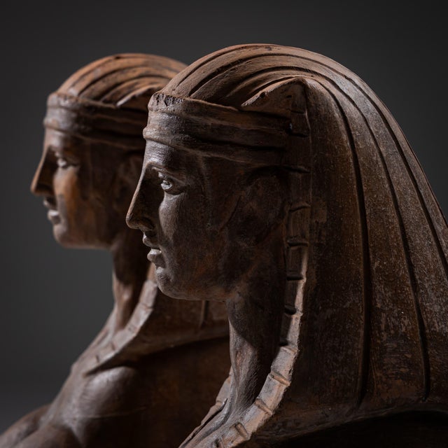 Ceramic Terracotta Sphinxes, 20th Century, Set of 2 For Sale - Image 7 of 12