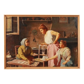 After G. Bellei, Interior Scene, Oil on Canvas, 19th Century, Framed For Sale