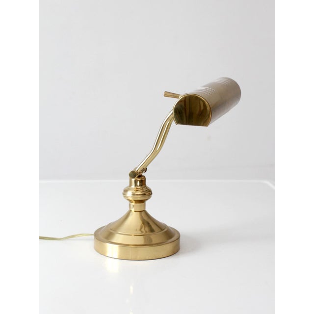 Mid-Century Modern Vintage 1970s Brass Adjustable Banker’s Desk Lamp For Sale - Image 3 of 14
