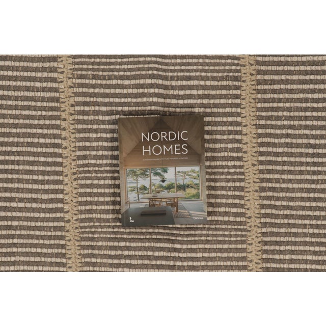 Beige Rug & Kilim’s Contemporary Kilim With Textural Stripe Design in Beige & Gray For Sale - Image 8 of 10