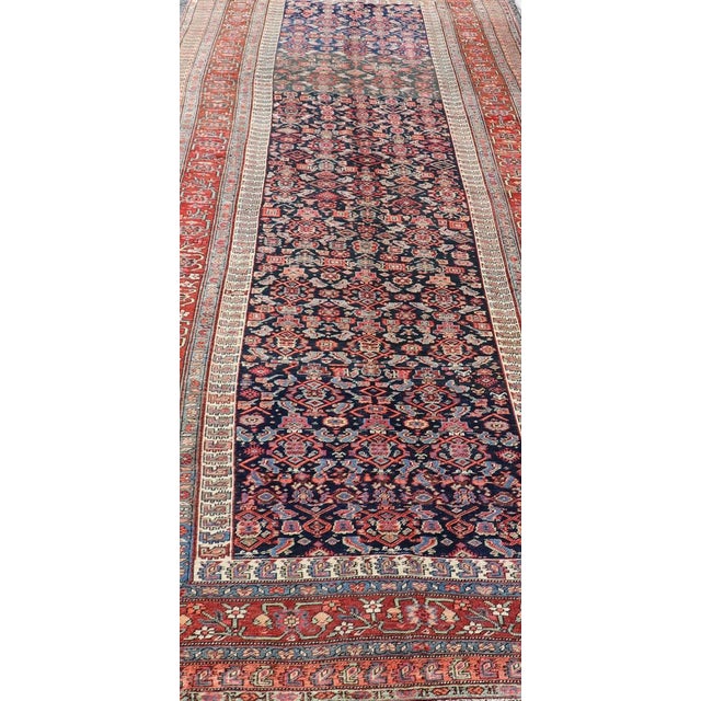 Tribal Antique Persian Bidjar Long Gallery Rug With All-Over Sub-Geometric Design For Sale - Image 3 of 14