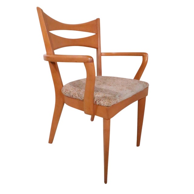 Mid Century Heywood Wakefield Cat's Eye Champagne Model Dining Height Arm Chair M 1553 C For Sale - Image 12 of 12
