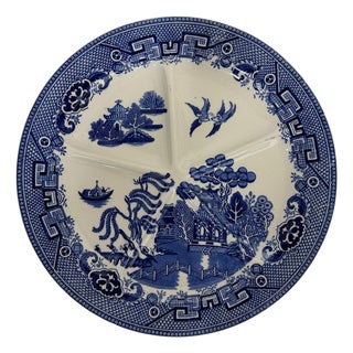 Vintage Blue Willow Divided Platter, Made in Holland For Sale