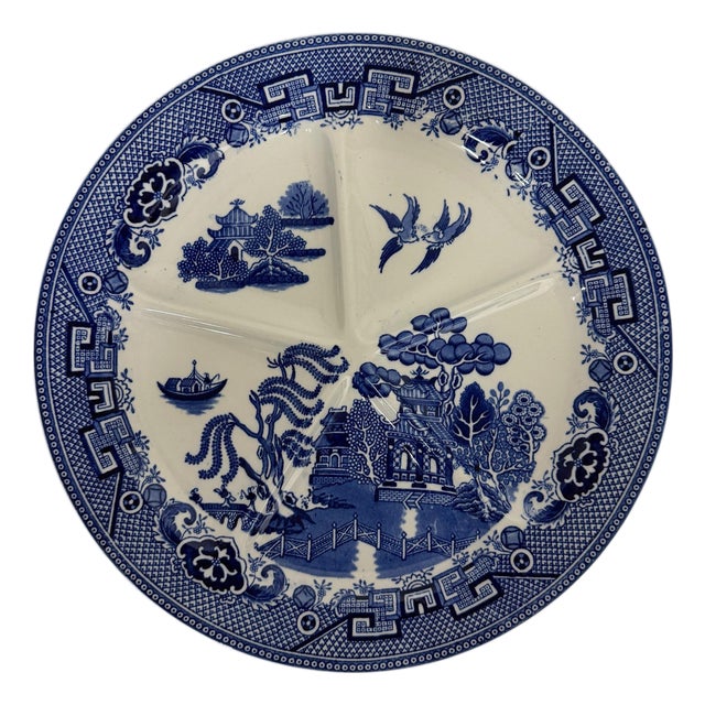 Vintage Blue Willow Divided Platter, Made in Holland For Sale