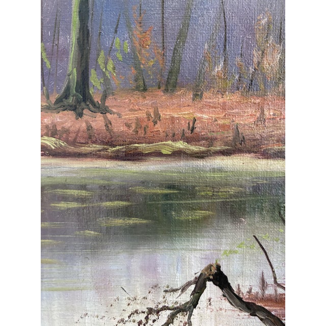 Green Forest Landscape, 1960s, Oil Painting For Sale - Image 8 of 14