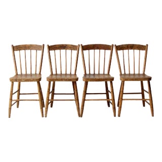 Antique Stencil Back Dining Chairs Set of 4 For Sale