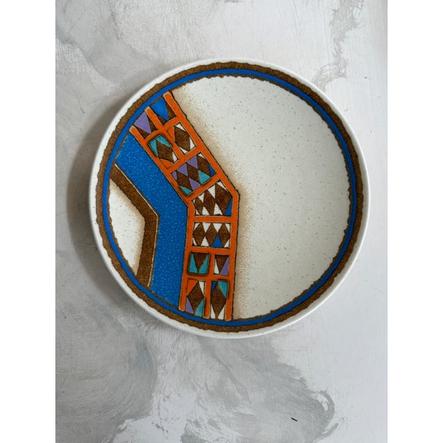 Tribal 1970s Mikasa Indian Feast Teepee Salad Plates 7.5 Inch Stoneware Japan - Set of 4 For Sale - Image 3 of 11