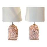 Vintage Pink Quartz Sculpture Lamps For Sale