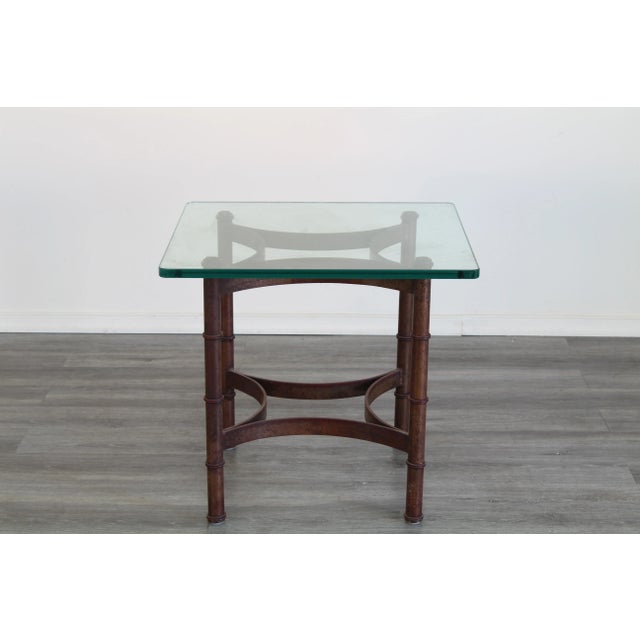 Metal Pair of Vintage Faux Bamboo Metal Side Tables For Sale - Image 7 of 8