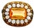 Antique Citrine Opal 10k Gold Halo Brooch For Sale