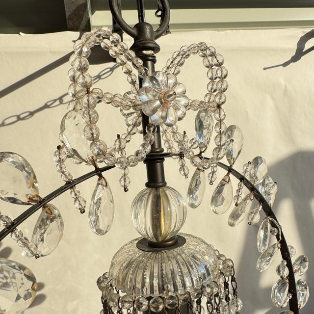 Transparent 1950s Mid-Century Swedish Style Crystal Pendant Light For Sale - Image 8 of 11