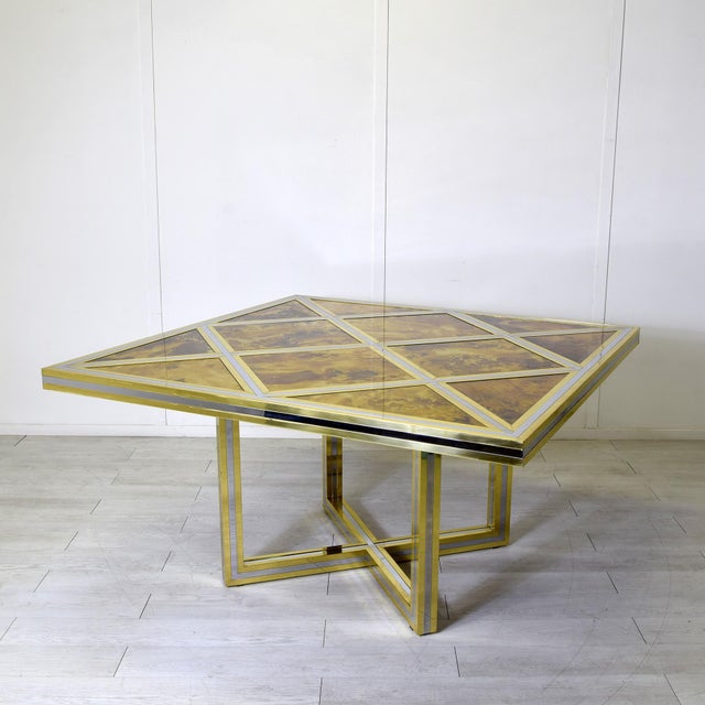Mid-Century Modern Gilt and Nickel-Plated Brass Table from Metalarte, 1970s For Sale - Image 3 of 10