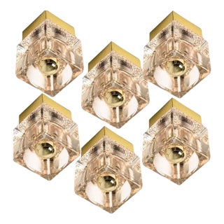 Wall Light in Brass and Glass from Peill & Putzler, 1970s, Set of 2 For Sale