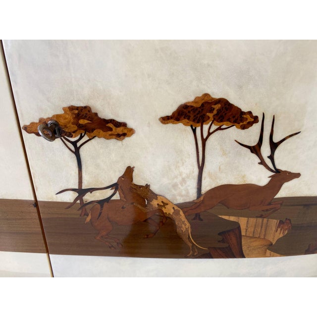 Art Deco Italian Bar Cabinet in Parchment with Inlays by Anzani, 1930s For Sale - Image 12 of 18