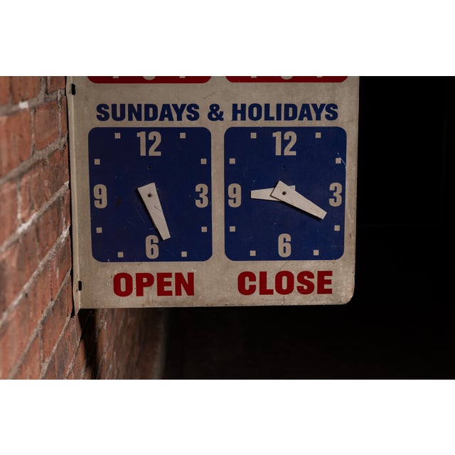Red Vintage Open/Close Adjustable Clock Face Flange Business Sign For Sale - Image 8 of 12