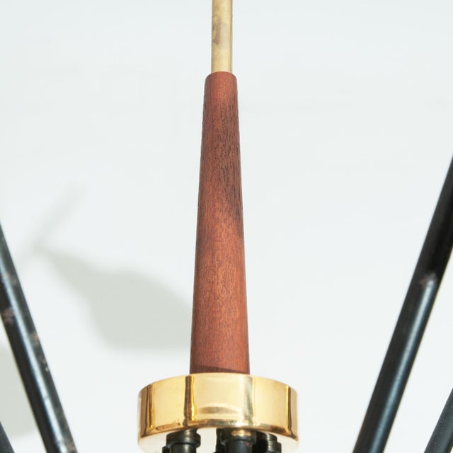 Vintage Five-Arms Pendant Light from Voss Belysning, 1950s For Sale - Image 4 of 9