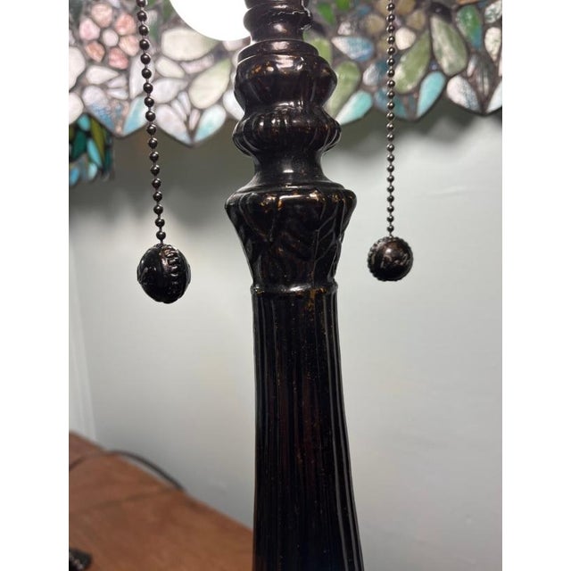 Art Deco Limited-Edition Dale Tiffany Apple Blossom Lamps W Coa Stained Glass - a Pair For Sale - Image 3 of 6