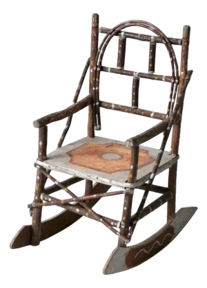 Antique Adirondack Painted Twig Children's Rocking Chair