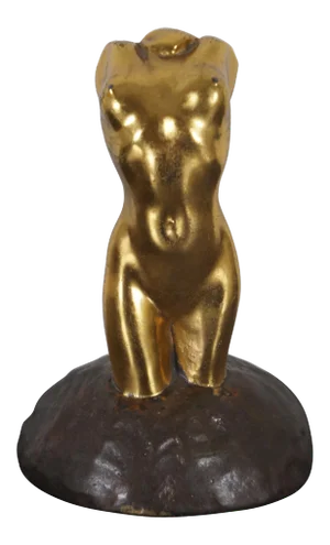 Antique Early 20th Century McClelland Barclay Gilded Bronze Neoclassical Nude Figural Bust Statue