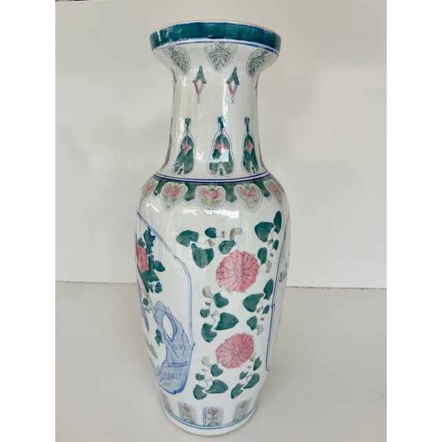 Mid 20th Century Mid 20th Century Peacock Floral Chinoiserie Floor Vase For Sale - Image 5 of 10
