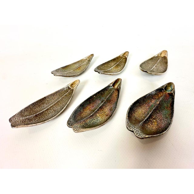 Mid-Century Modern Silver-Plated Card Ashtrays, 1950s, Set of 6, in Very Good conditions. Designed 1950 to 1959
