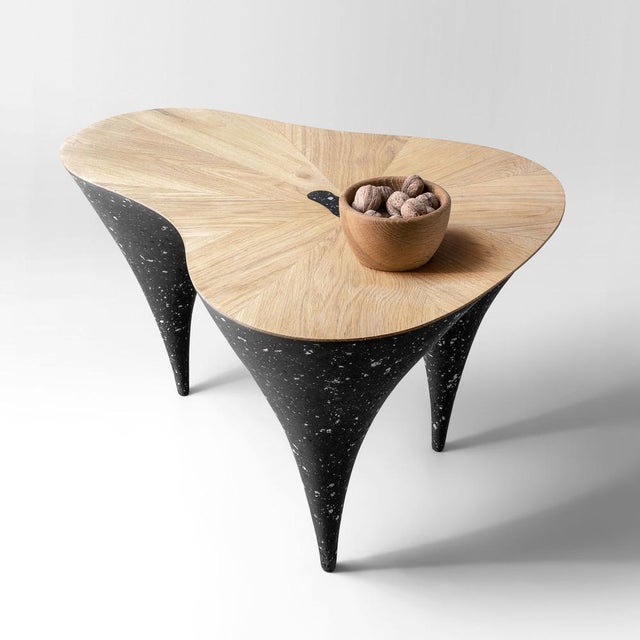 Contemporary Contemporary Curved Oak & Black Concrete Coffee Table by Donatas Žukauskas For Sale - Image 3 of 11