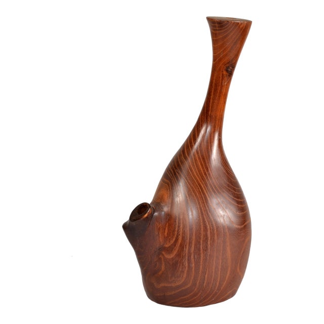 Vintage Solid Teak Wood Orchid Vase Mid-Century Modern Art & Crafts Movement For Sale