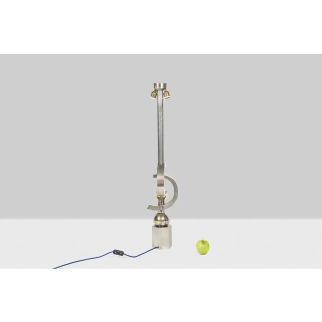 Sculptural Lamp in Chromed Metal, 1970s For Sale - Image 6 of 7