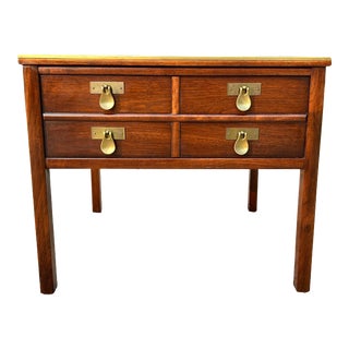 1970s Mid Century Hollywood Regency Campaign Style End Table by Imperial For Sale