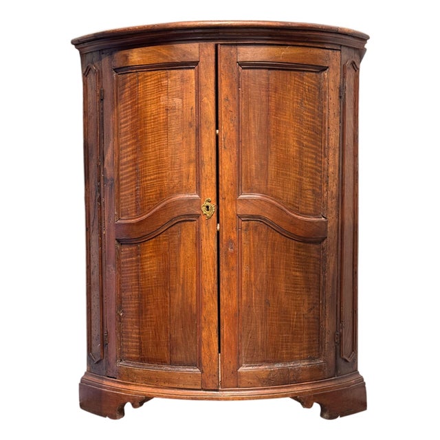 18th Century French Walnut Bowfront Corner Cabinet For Sale