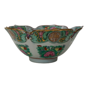 Vintage Mid-Century Famille Rose Porcelain Bowl - Hand-Decorated in Hong Kong