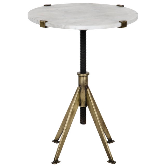 Mid-Century Modern NOIR Edith Adjustable Side Table, Small, Antique Brass, Metal and Quartz For Sale - Image 3 of 3