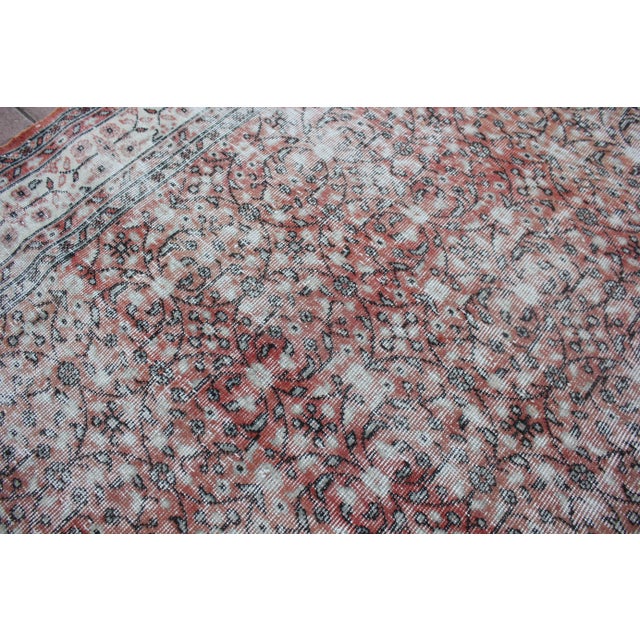 1950s Vintage Chinese Hand Knotted Red Floral Desing Oushak Area Rug For Sale - Image 9 of 13