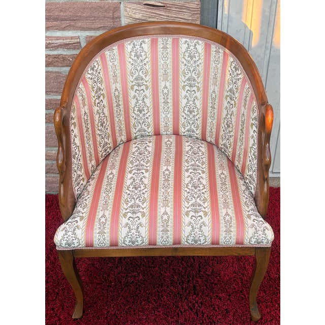 Red Charles X Style Wooden Armchair with Fabric Upholstery, 1960s For Sale - Image 8 of 8