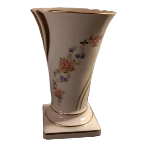 Antique Victorian Gold and Floral Vase Stamped 401, Circa 1920
