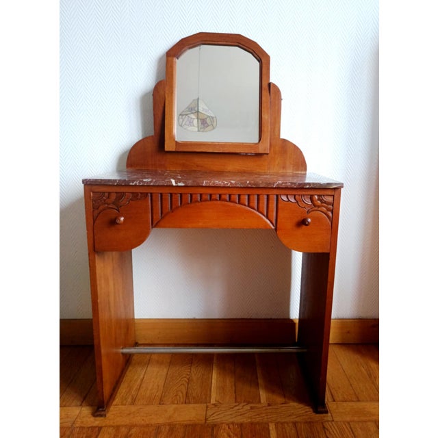 Art Deco Dressing Table in Wood and Marble, 1940s For Sale - Image 13 of 13
