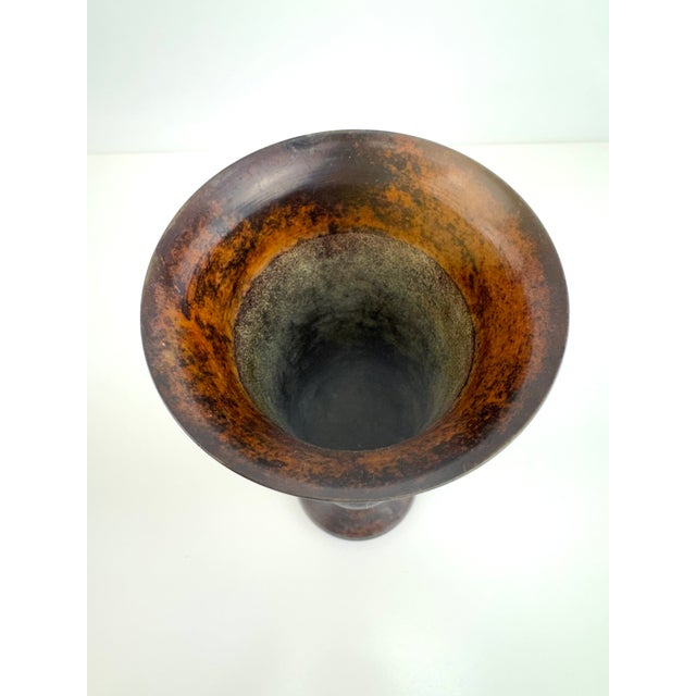 1970s Vintage Metal Vase With Aged Patina Decorative Vessel For Sale - Image 5 of 8
