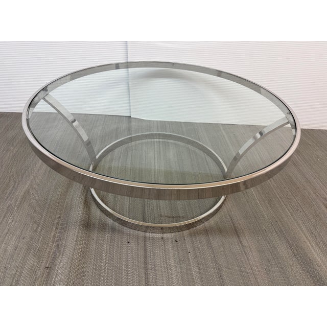 Chrome + Glass Coffee Table, 37 Inches For Sale - Image 4 of 12