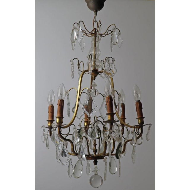 Chandelier with Clear Crystal Pendants and Champagne Smoky Glass For Sale - Image 5 of 18