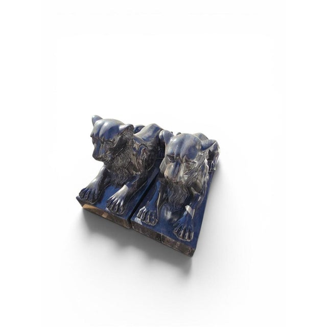 Italian Artist, Lion Sculptures, Late 20th Century, Black Marble, Set of 2 For Sale - Image 6 of 12