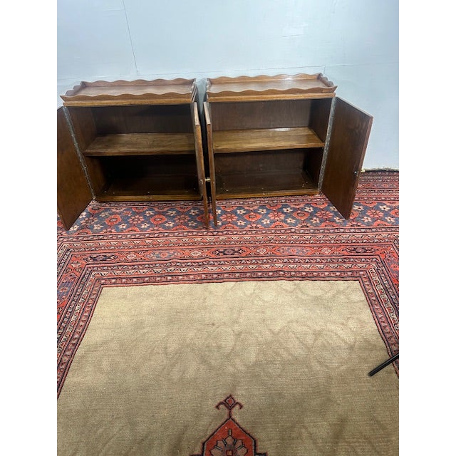 Wood 1980s Pair of Wood Night Stands With Carved Wood Panels For Sale - Image 7 of 11