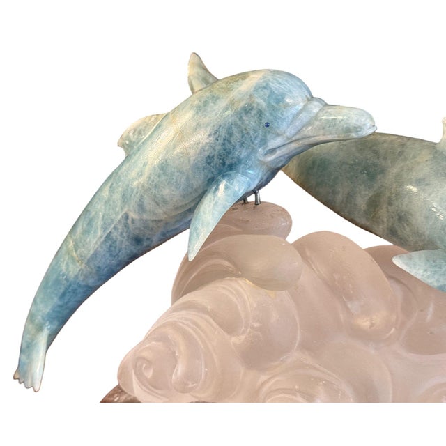 Manfred Wild Aquamarine & Rock Crystal Dolphin Sculpture, Germany, Late 20th C. For Sale In Los Angeles - Image 6 of 7