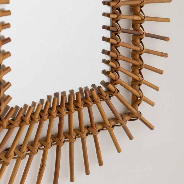 1960s 1960s French Rattan Sunburst Mirror For Sale - Image 5 of 9