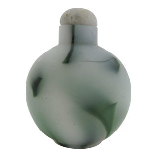 Vintage Chinese Beijing Green Splash Glass Snuff Bottle For Sale