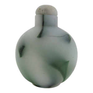 Vintage Chinese Beijing Green Splash Glass Snuff Bottle
