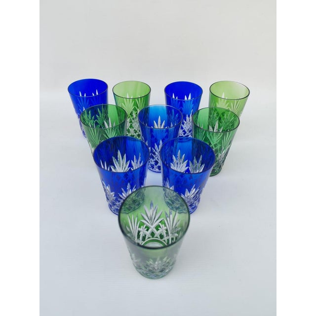 Blue Crystal Goblets from Saint Louis, 1930s, Set of 10 For Sale - Image 8 of 8