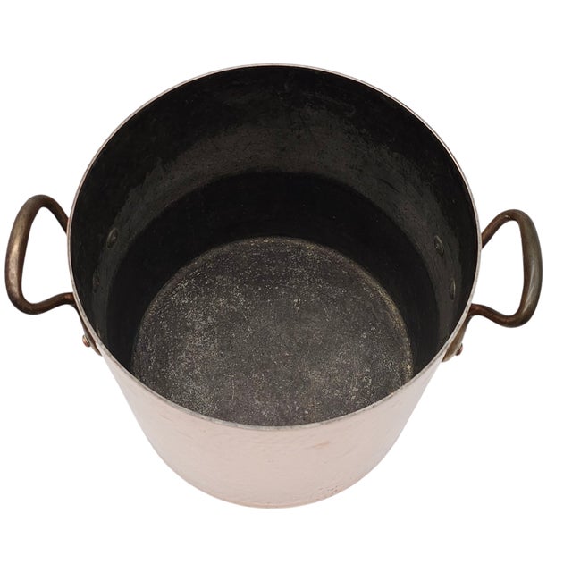 Metal French Hammered Copper Stock Pot by Mauviel for Williams-Sonoma – 11 Qt. Villedieu France For Sale - Image 7 of 11