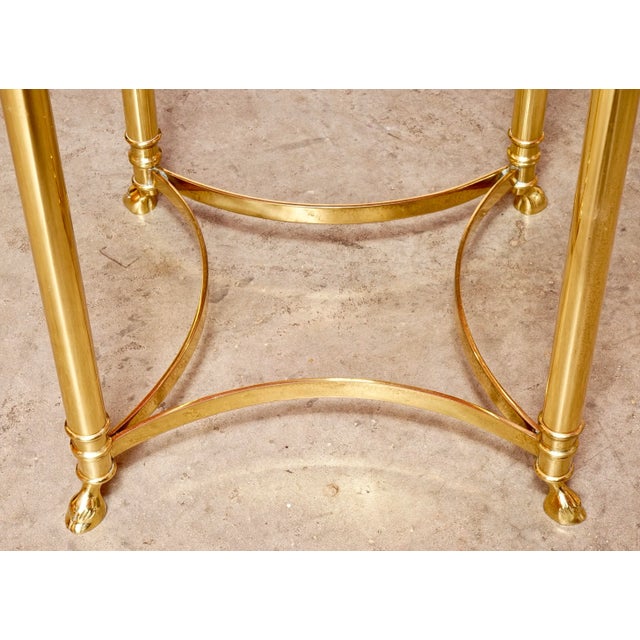 Brass 1970s Italian Brass and Glass Hoof Feet Table For Sale - Image 8 of 13