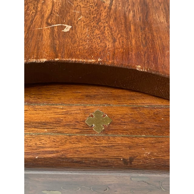 1930s Antique Wood/Brass Inlay Bible Box Floral Print For Sale - Image 5 of 12