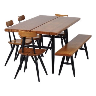 Pirkka Dining Set by Ilmari Tapiovaara for Asko & Laukaan Puu, 1950s, Set of 6 For Sale